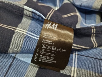 Niebieska flanelowa koszula damska wzór w kratkę 32,XXS H&M bawełniana