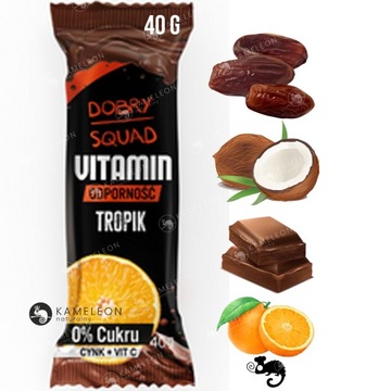 BATON WITAMINOWY VITAMIN 40g DOBRY SQUAD ODPORNOŚĆ TROPIK 0 cukru + Cynk