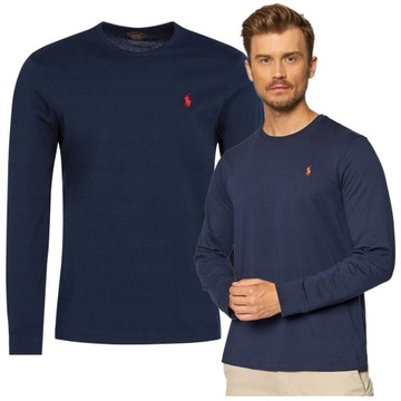 polo ralph lauren longsleeve koszulka męska z długim rękawem granatowa