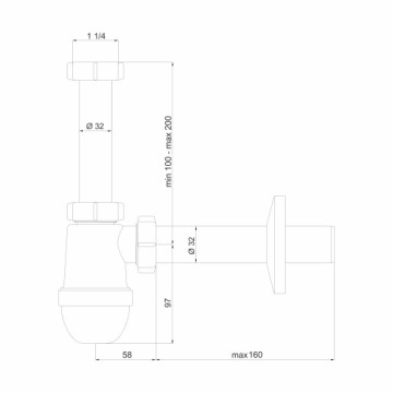 заглушка клик-клак, малый сифон б/п для умывальника