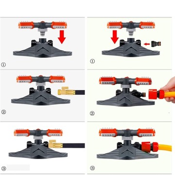 ПОВОРОТНЫЙ АВТОМАТИЧЕСКИЙ САДОВЫЙ ДОЖДЕВАТЕЛЬ 360°, ТРЕХРУЧНОЙ, 2 ФОРСУНКИ