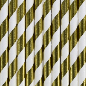 Трубочки бумажные GOLD STRIPES, металлизированные, 10 шт.