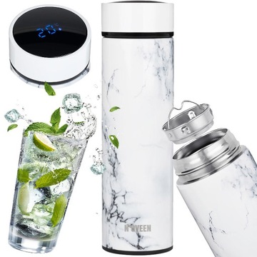 BUTELKA KUBEK TERMICZNY TERMOS BIDON MARMUREK LED