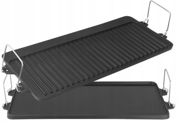 Płyta ŻELIWNA DWUSTRONNA GRILL RUSZT 52 x 25cm Patelnia Grillowa na Ognisko