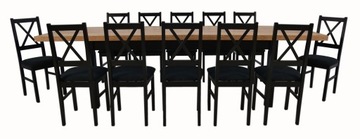 DUŻY klasyczny rozkładany stół DĄB 100x200/300 i 12 krzeseł LOFT z poduszką