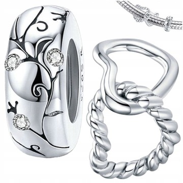 CHARMS Zestaw SERCA + STOPER srebro pr 925 2szt