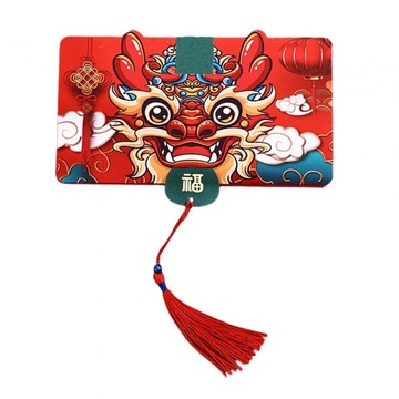 Китайский Лунный Новый год в красном конверте с пожеланиями на 2024 год, 6 слотов для карт, стиль B