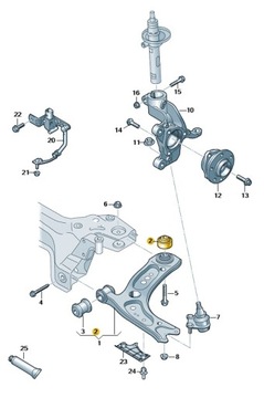 Новая оригинальная втулка поперечного рычага OE 5Q0407183L
