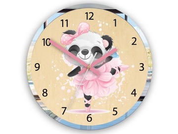 Zegar ścienny Panda Baletnica dla dziecka - CICHY