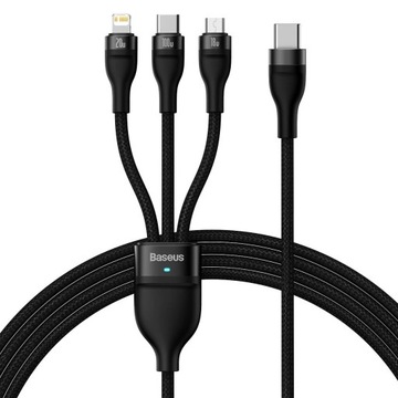 BASEUS KABEL USB-C - USB-C / Lightning / micro USB 100W MOCNY PRZWÓD 1,5m