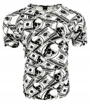 Koszulka Męska T-Shirt Męski Dolary Czaszki XXL