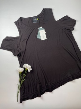 Bluzka damska czarna t-shirt cold shoulder LYSSE r. 3/4 XL