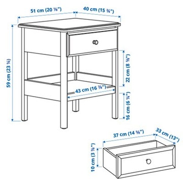 IKEA TYSSEDAL Stolik nocny biały 51x40 cm