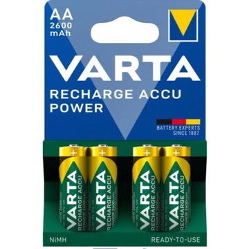 4x AKUMULATORKI (NiMH) BATERIE VARTA R6 AA 2600mAh