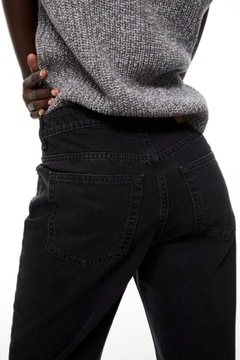 Damskie czarne szerokie jeansy z wysokim stanem H&M, rozmiar 42