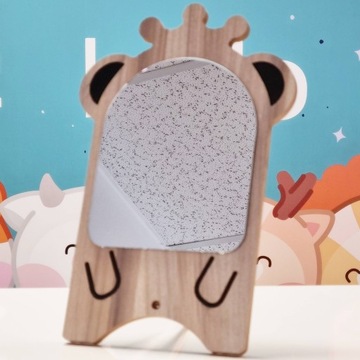 Lustro lusterko drewniane miś panda w koronie