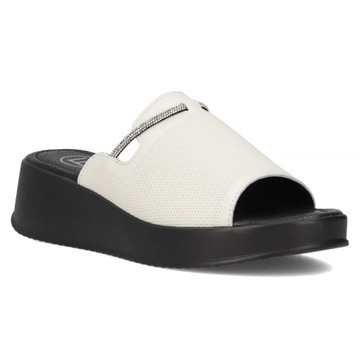 Buty damskie klapki na obcasie platformie Filippo skórzane letnie r.38