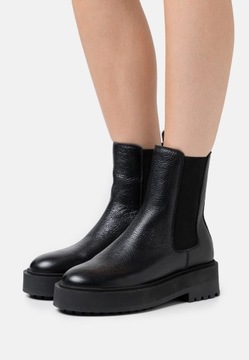 Zign LEATHER Czarne Botki na platformie 40 1AAE