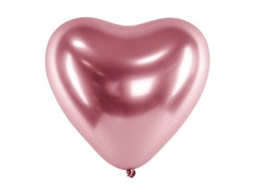 Balony chromowane Glossy różowe złoto serca 20szt