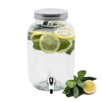 Szklany SŁOIK Z KRANIKIEM na wodę pojemnik duży SŁÓJ NA LEMONIADĘ 4L Griffo
