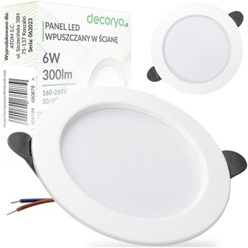 PODTYNKOWY WPUSZCZANY PANEL LED PLAFON SUFITOWY OPRAWA LED CIEPŁA BARWA 6W