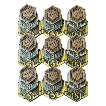 ZASOBY RESOURCES ZESTAW 12 METALOWYCH MONET ZAMIENNIK DO ARKHAM HORROR