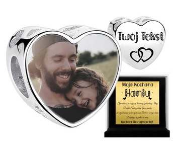Charms personalizowany ze zdjęciem serce + grawer