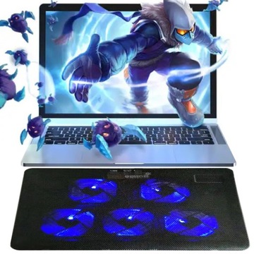 ОХЛАЖДАЮЩАЯ ПОДСТАВКА ДЛЯ НОУТБУКА 12–19 ДЮЙМОВ С 5 ВЕНТИЛЯТОРАМИ С LED-подсветкой