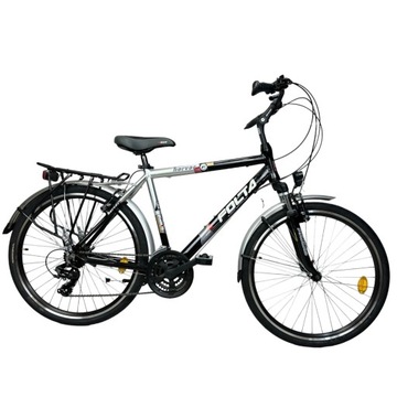ROWER MIEJSKI DAMSKI MĘSKI FOLTA HERVES 26'' OSPRZĘT SHIMANO CZARNY- SIWY
