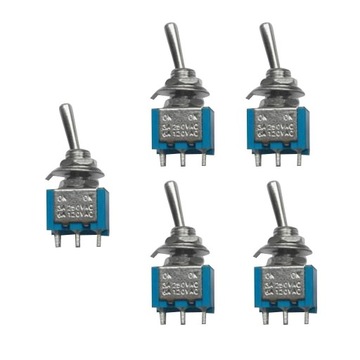 5pcs Blue Miniature Toggle Switches on / on Model