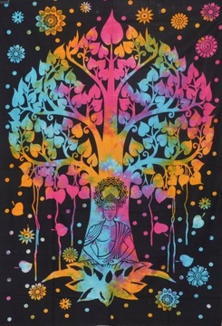 Indyjska NARZUTA batik DRZEWO bawełna 200x140