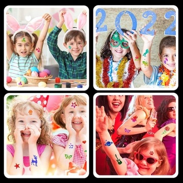 НАБОР ДЛЯ ТАТУ С БЛЕСКАМИ «Сделай сам» 87 ШАБЛОНОВ 12 БЛЕСКОВ В ПОДАРОК