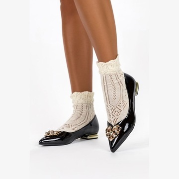 БАЛЕТНИ ЖЕНСКИЕ С ДЕКОРАТИВНЫМ КАБЛУКОМ, КОЖАНОЙ СТЕЛКОЙ, размер 39