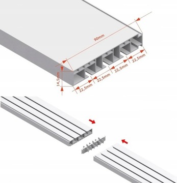 Karnisz sufitowy POTRÓJNY z maskownicą Szyna sufitowa z osłoną 9 CM 430
