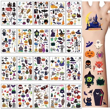 Tatuaże HALLOWEEN Zmywalne Dla Dzieci MONSTER DYNIA DUCH WAMPIR 360 szt.