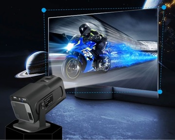 PROJEKTOR RZUTNIK ANDROID TV WIFI FULL HD PRZENOŚNY SMART GŁOŚNIK OBROTOWY