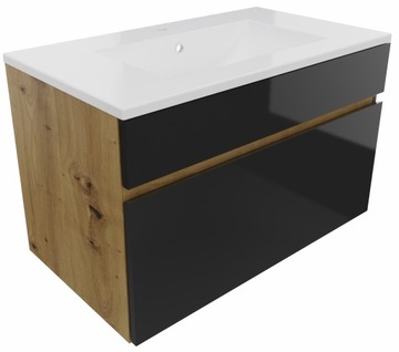 Zestaw szafka pod umywalkę z umywalką Stella 50 DĄB/ANTRACYT wisząca