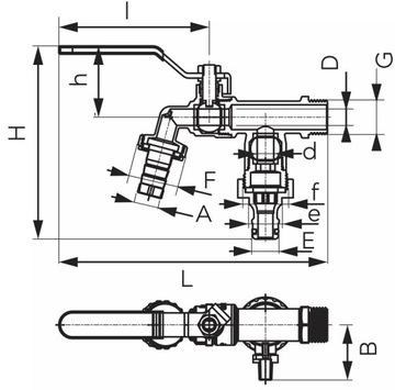 КРАН ДРЕНАЖНЫЙ ШАРОВОЙ ФЕРРО С ДВУМЯ СОЕДИНЕНИЯМИ 3/4