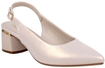 iShoes ЖЕНСКИЕ САНДАЛИИ НА БЛОКЕ, НИЗКИЙ КАБЛУК, БЕЖЕВЫЕ, ЖЕМЧУЖНЫЕ, ЭЛЕГАНТНЫЕ