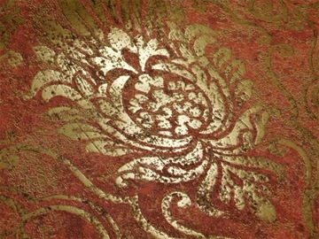 TAPETA BORDOWA ZŁOTA PRZETARTY ORNAMENT