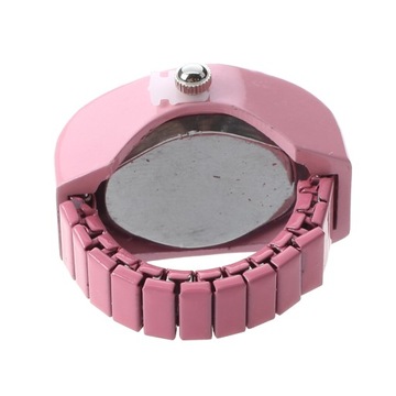 Women Pink Alloy Quartz Pocket Finger Ring Watch