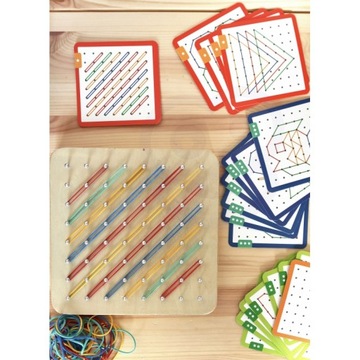 WOOPIE GREEN Пазл деревянный Геоплан на резинках 69 шт. сертифицированный FSC