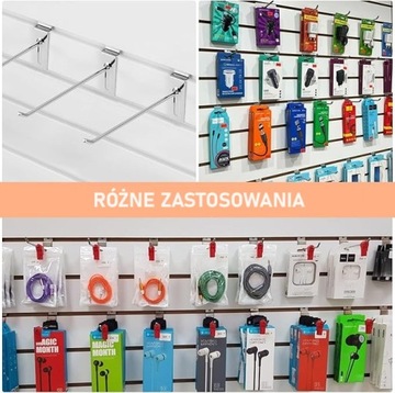 10 SZT - 10 CM ZAWIESZKA HAK HACZYK NA PLYTĘ PANEL SLAT WALL SPACE DRUT 4MM