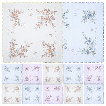 12 SZT. BAWEŁNIANYCH CHUSTECZEK DO NOSÓW CHUSTECZKA DAMSKA WZÓR KWIATOWY CHUSTECZKA DO NOSÓW