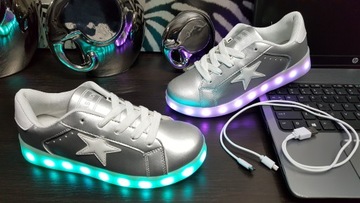 Спортивные кроссовки со светодиодной подсветкой GLOWING SILVER/W-STAR USB 39