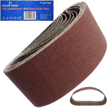 TAŚMA PAS BEZKOŃCOWY 75x533 PAPIER ŚCIERNY P80 ZESTAW 10 SZTUK