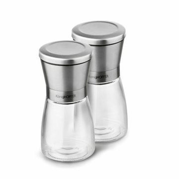 Komplet RĘCZNE MŁYNKI do pieprzu i soli SZKLANE MŁYNKI Konighoffer 170 ml
