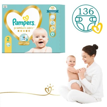 PIELUCHY PIELUSZKI PAMPERS PREMIUM CARE 2 Mini 4-8 kg 136 szt.
