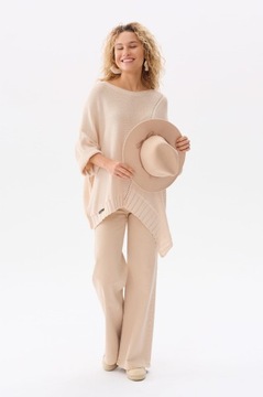 Синий теневой свободный бежевый ажурный свитер GUSTTI UNI 46/48 oversize