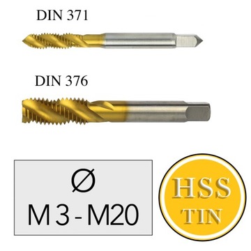 Машинный метчик M6 HSS TiN DIN 371, поворотный